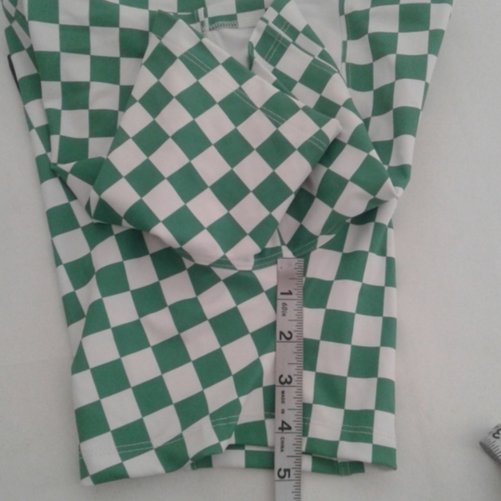 Five the Label Checkered Active Set Green Sports Bra & Biker Shorts S/M NWT - Picture 13 of 14